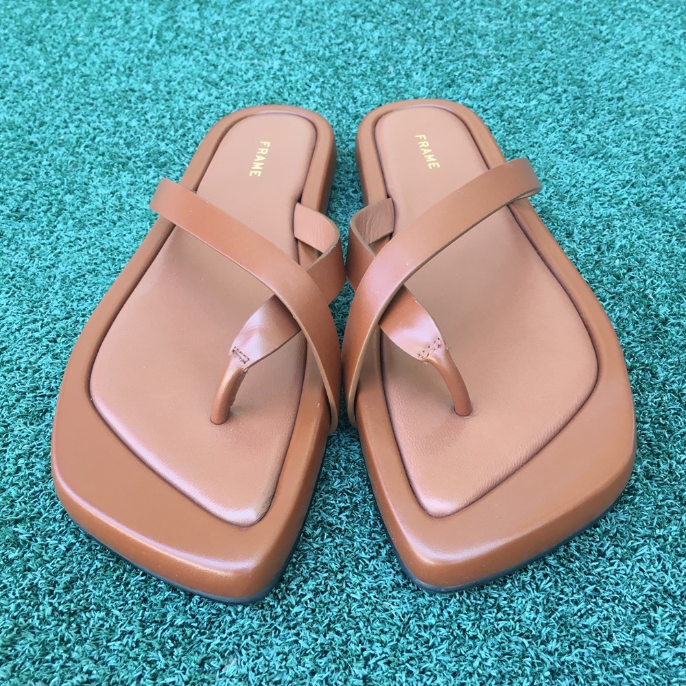 New Frame Denim Le Montauk Sandal Leather Tobacco Tan 38 - Picture 5 of 13